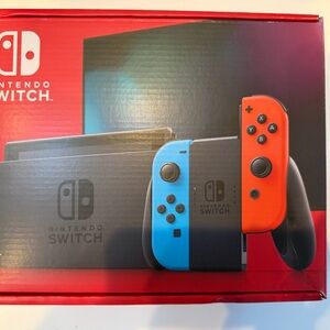 Nintendo Switch Console with Vibrant Blue and Red Controllers